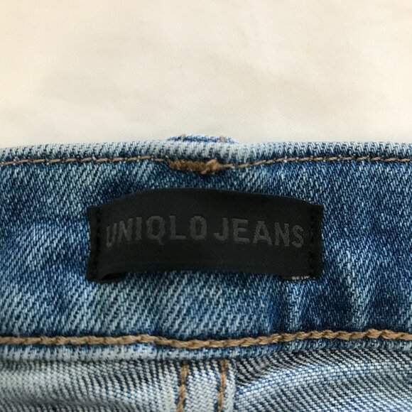 Uniqlo Flared Slim Jeans Women 29 Blue High Rise Kaihara Fabric Medium Wash - Picture 5 of 13